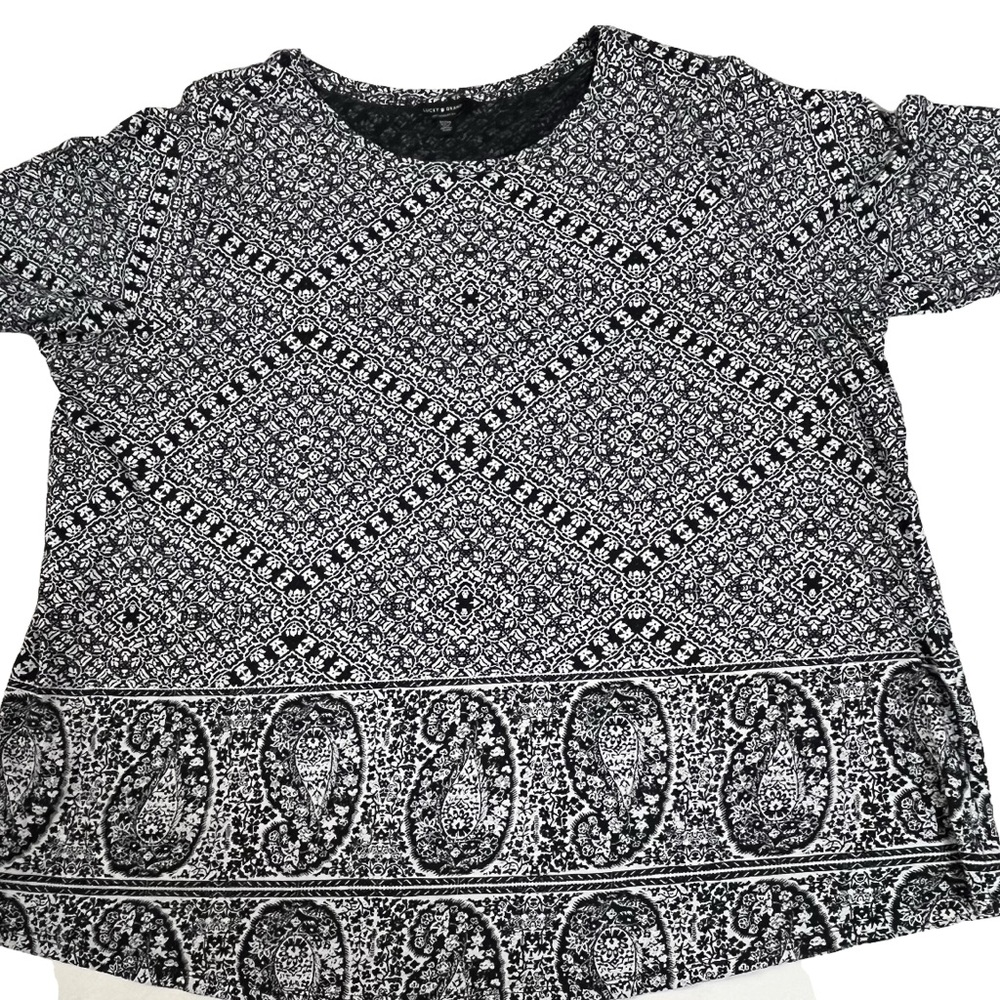 Lucky Brand Women's Plus Black/White Paisley Blouse Top Size 3X - Picture 9 of 13